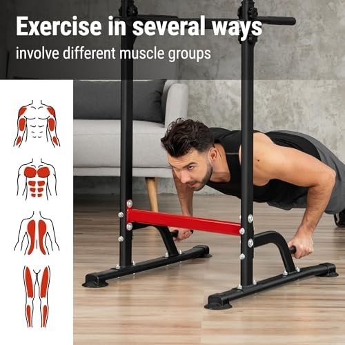 Adjustable Pull Up Dip Station Power Tower Multi-Grip Home Gym 150kg