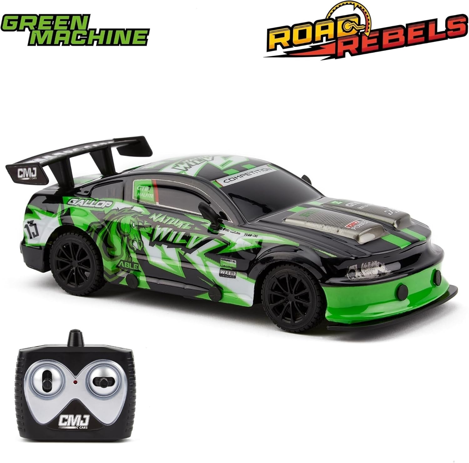 Road Rebel Green Machine RC Car 1:24 Scale 2.4GHz Racing Toy for Kids