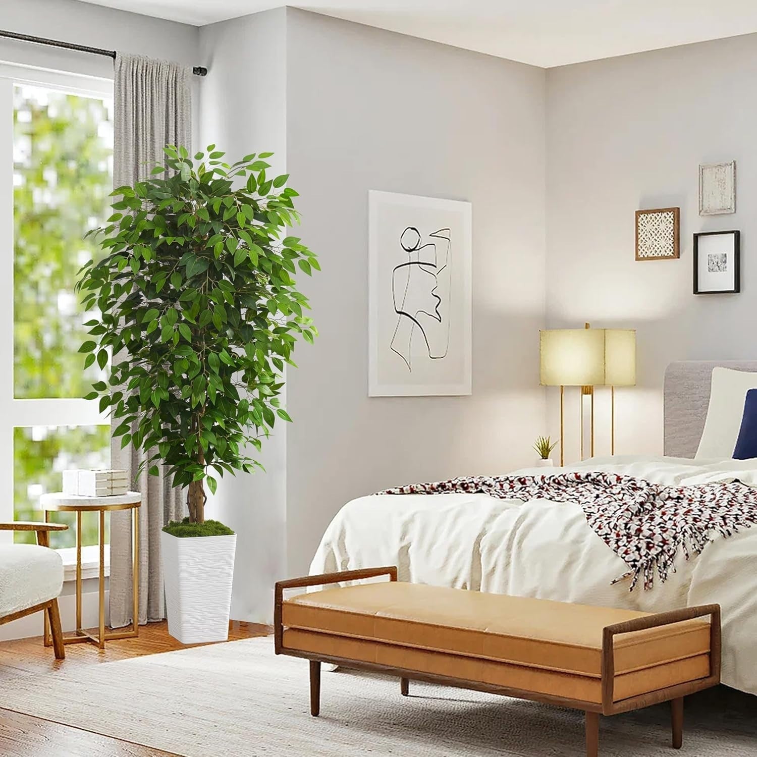 180cm Artificial Ficus Tree in Pot Lush Green Tall Lifelike Indoor Decoration
