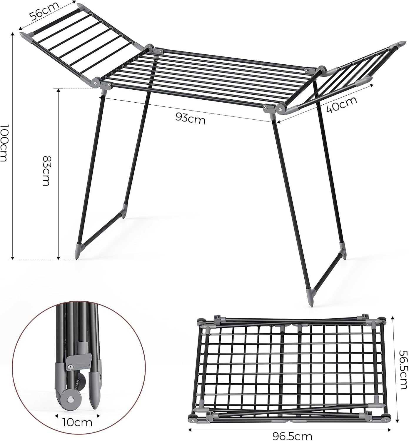 Large Foldable Clothes Airer Winged Drying Rack Indoor Outdoor Space