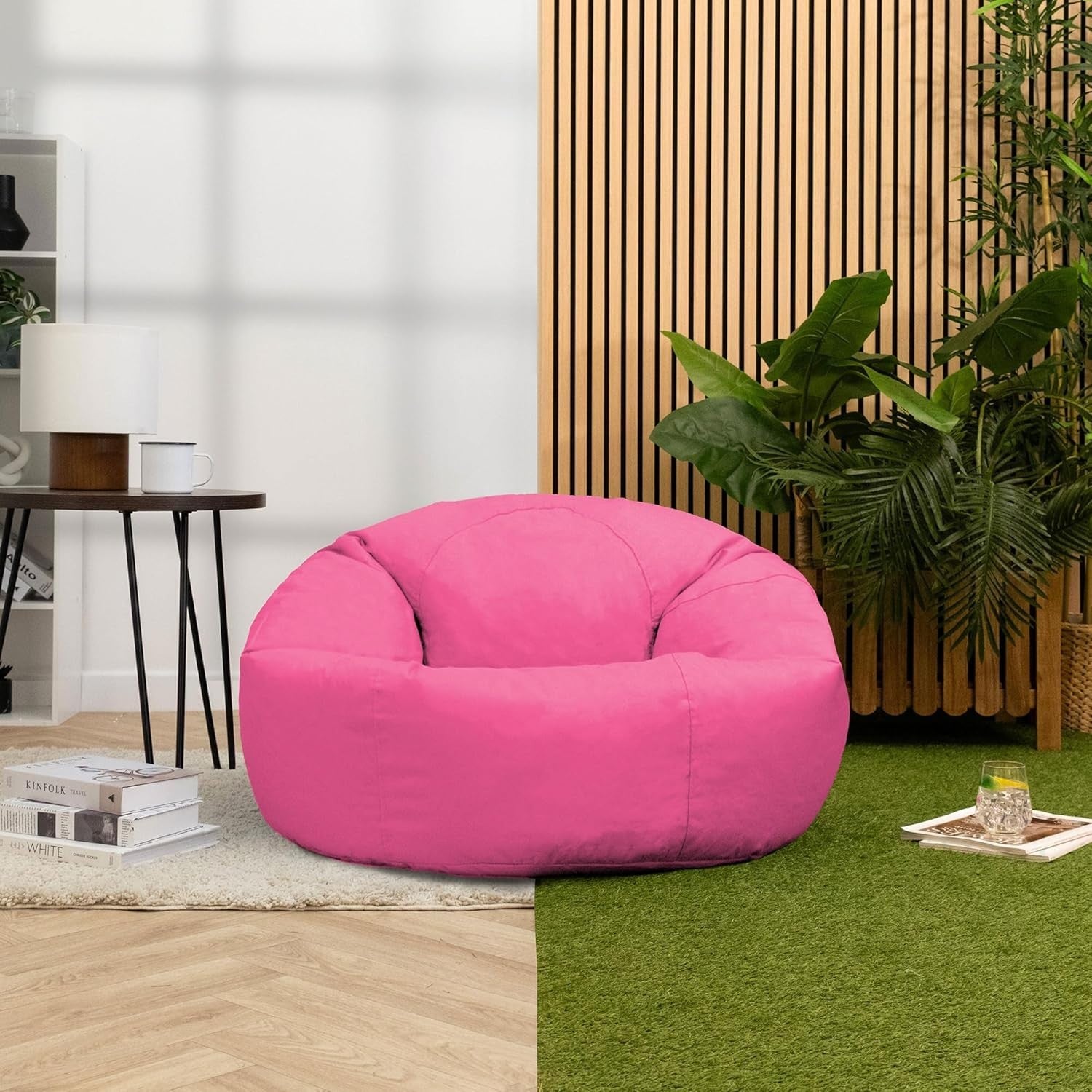 Pink Waterproof Outdoor Bean Bag Chair Large Seat for Garden Gaming