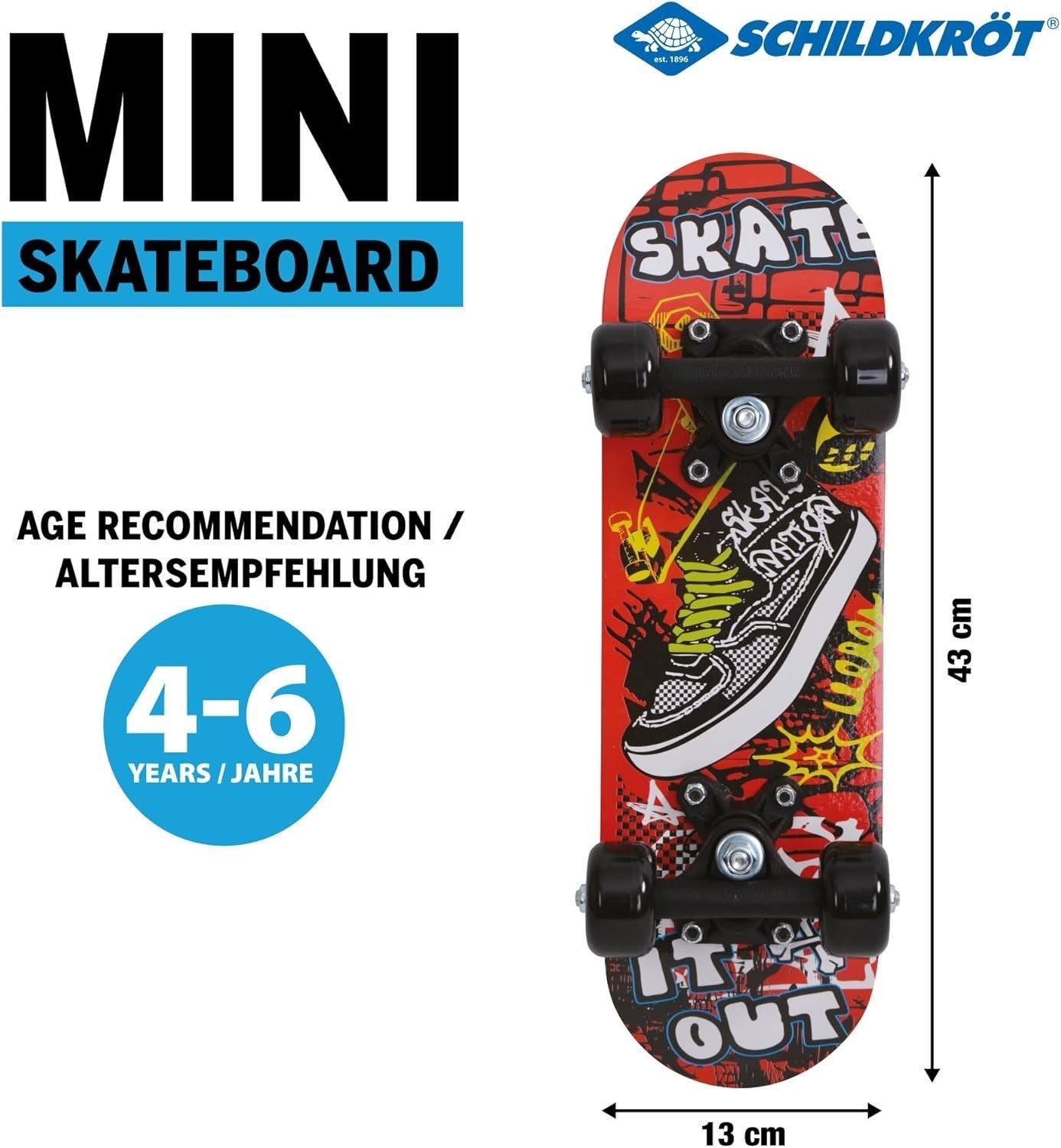 17" Mini Skateboard Kids Beginner Cruiser Wood Deck Double Kick Grip Tape
