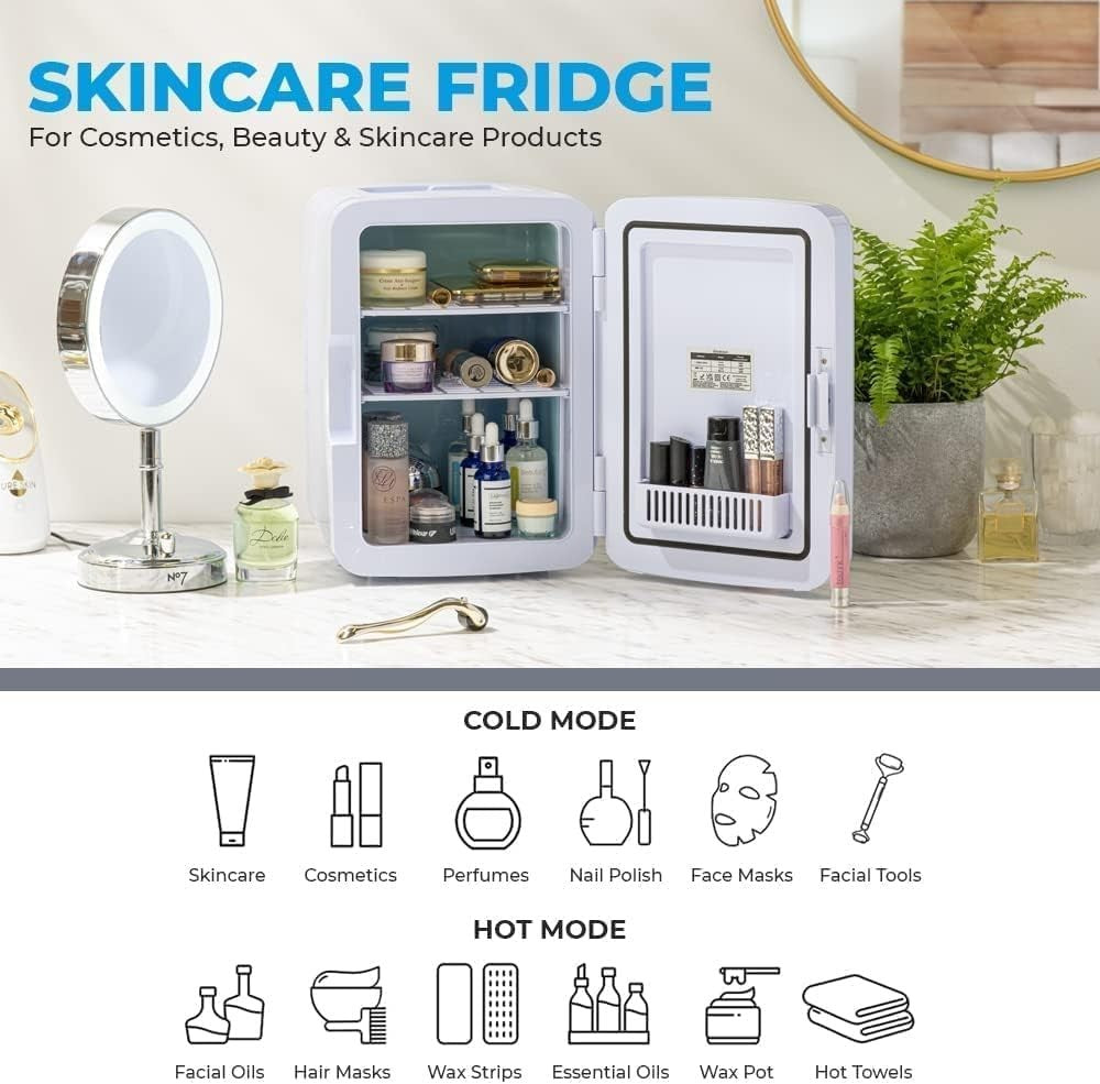 Portable Mini Fridge Cooler & Warmer 10L Compact AC/DC White Free-Standing