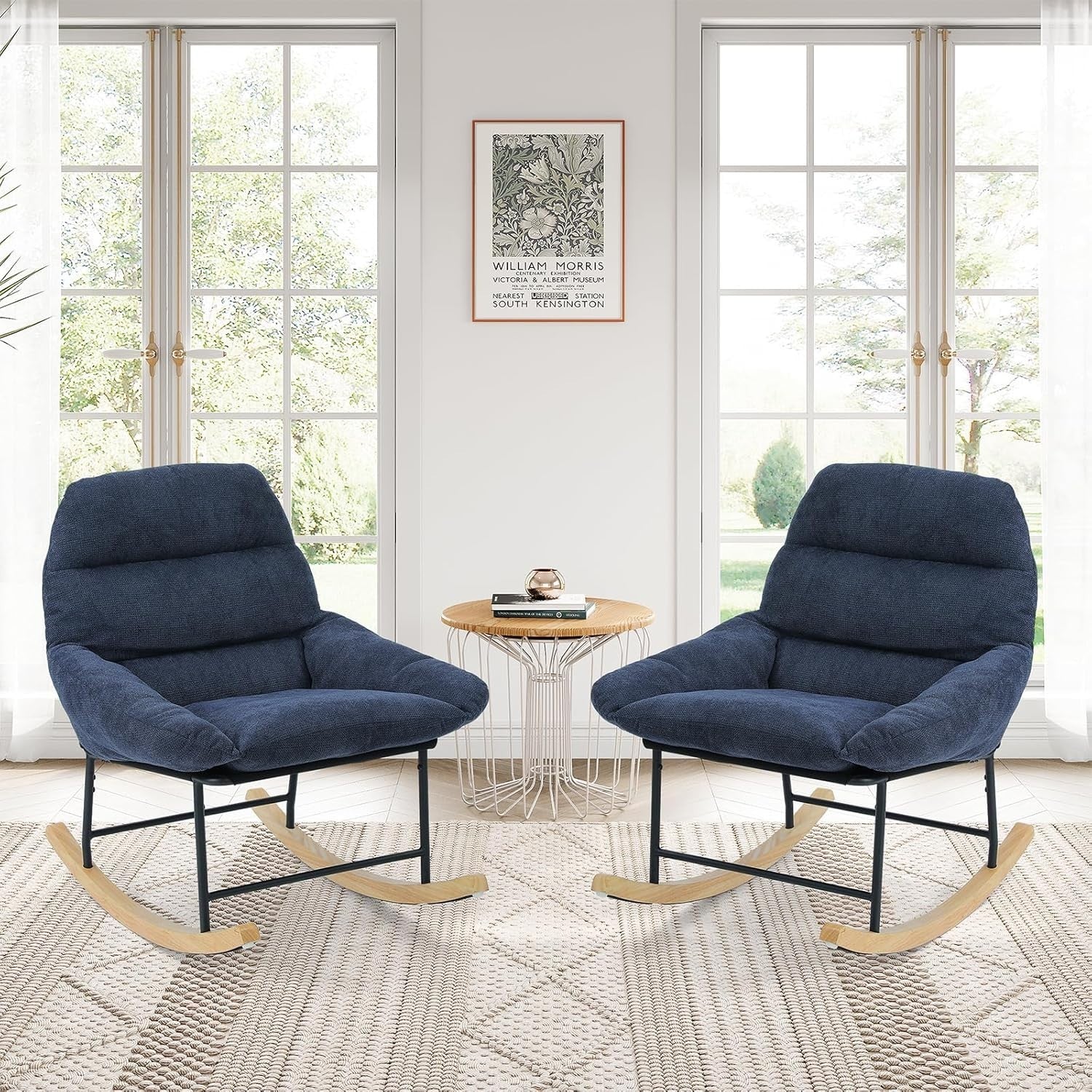 Cozy Lambswool Rocking Chair with High Backrest for Living Room