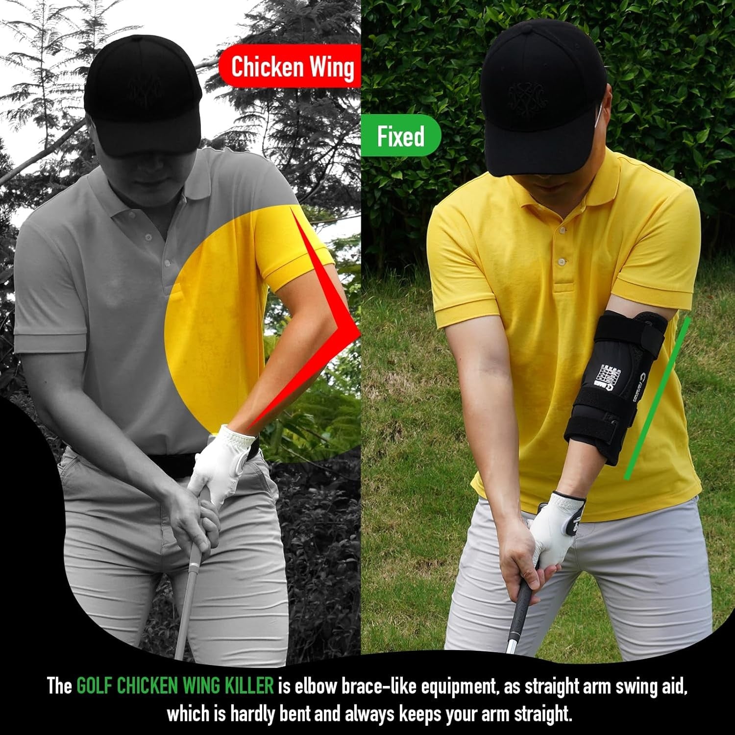 Golf Swing Trainer Straight Arm Elbow Brace Training Aid
