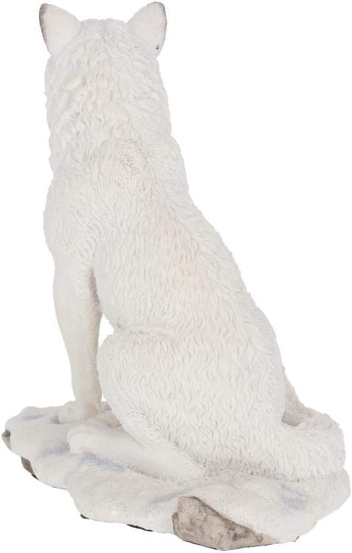 White Wolf Figurine 24cm Resin Ornament Nordic Animal Statue Hand Painted Decor