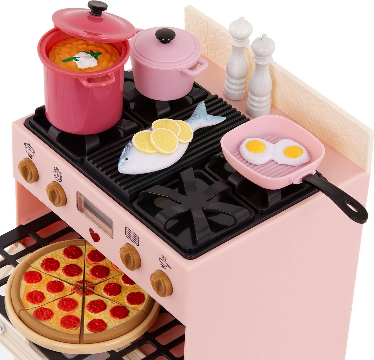 18 Inch Doll Oven Playset w/ Lights Sounds Pretend Food Kitchen