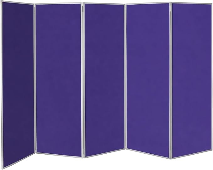 Purple 5-Panel Folding Room Divider 180×300cm | School & Office Partition
