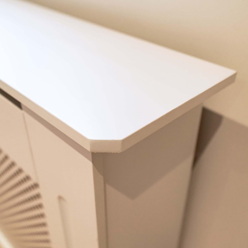 White Adjustable Radiator Cover | Modern MDF Wood Cabinet | Diamond Lattice