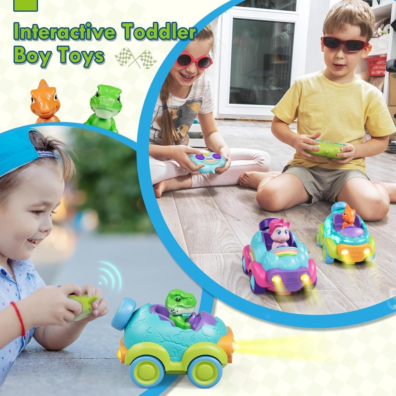 Dinosaur RC Car Toy for Toddlers 1–3 Remote Control Lights Music Gift Boys Girls