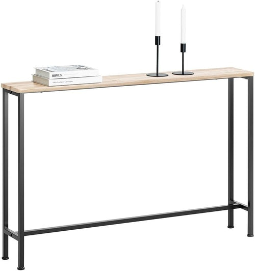 Slim Console Table 120x20x80cm Light Wood Effect Sturdy Metal Frame