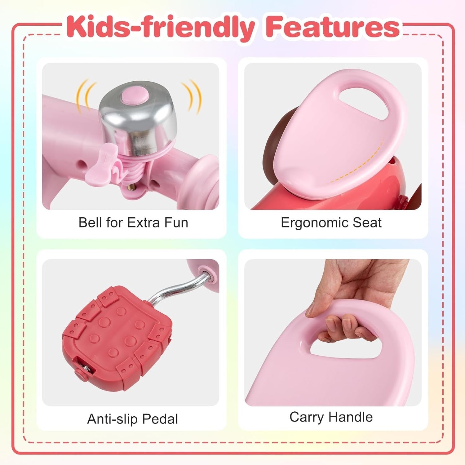 Kids Tricycle 3 Wheel Toddler Trike Front Rear Basket Bike Age 3-5