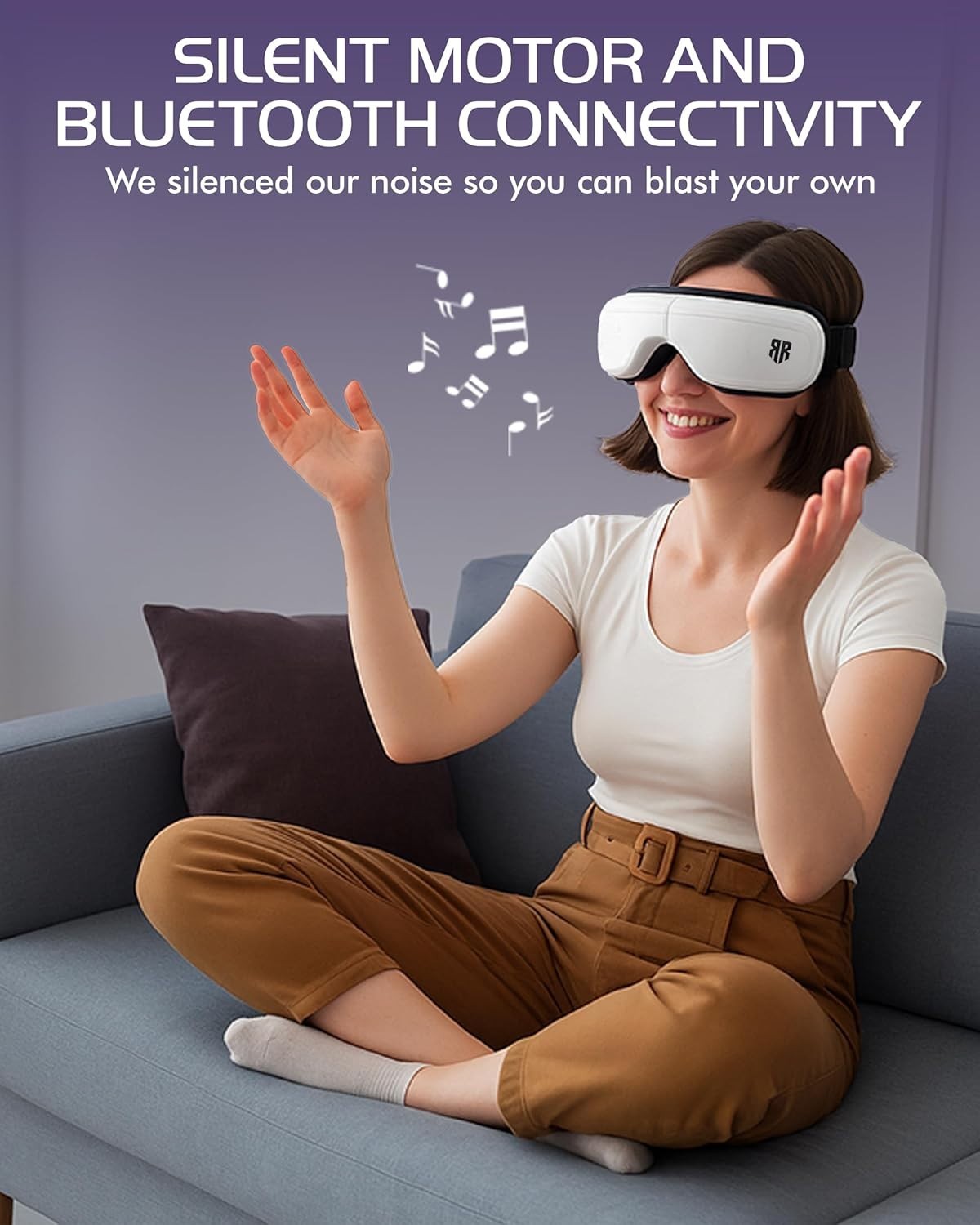 Heated Eye Massager 6 Modes Bluetooth Heat Compress Mask