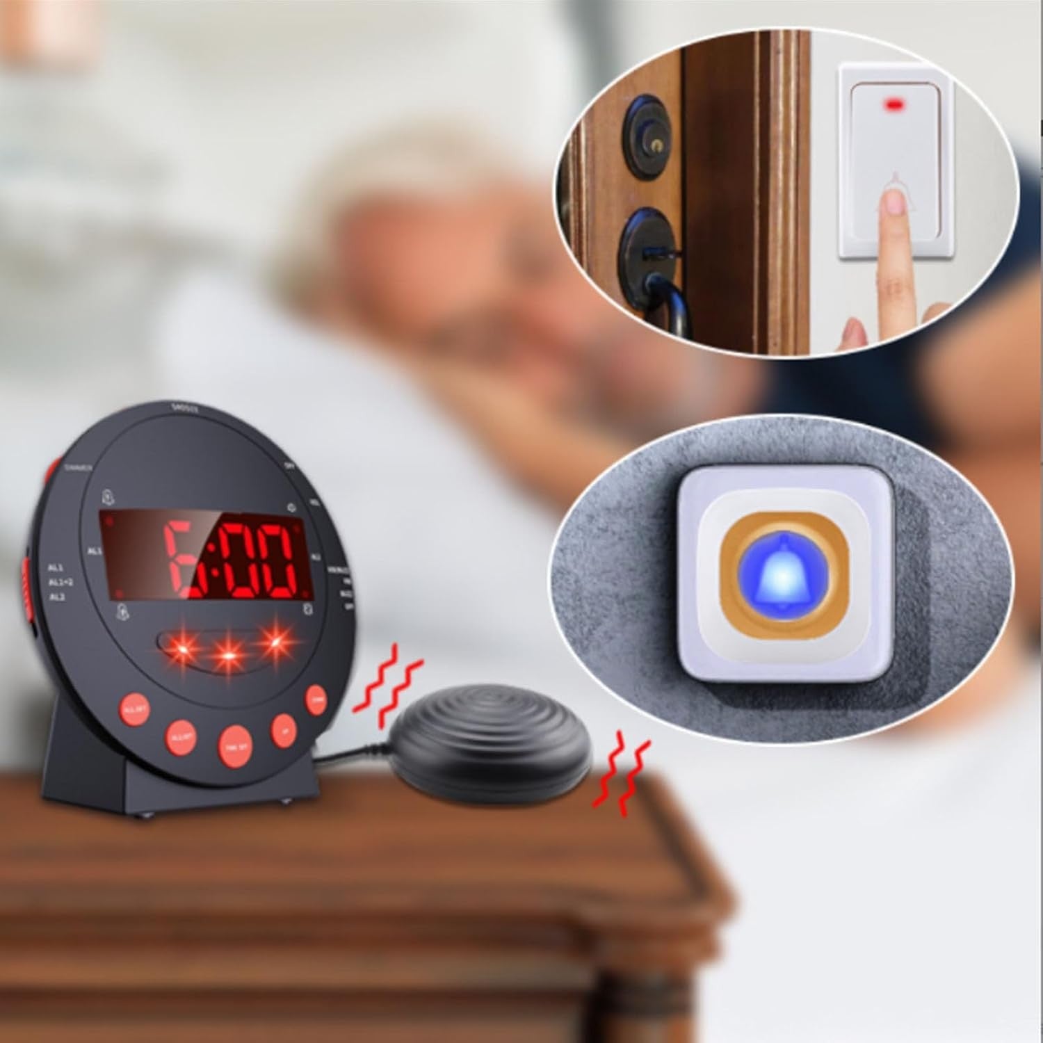 Vibrating Alarm Clock Loud Heavy Sleepers Bed Shaker LED Digital Display