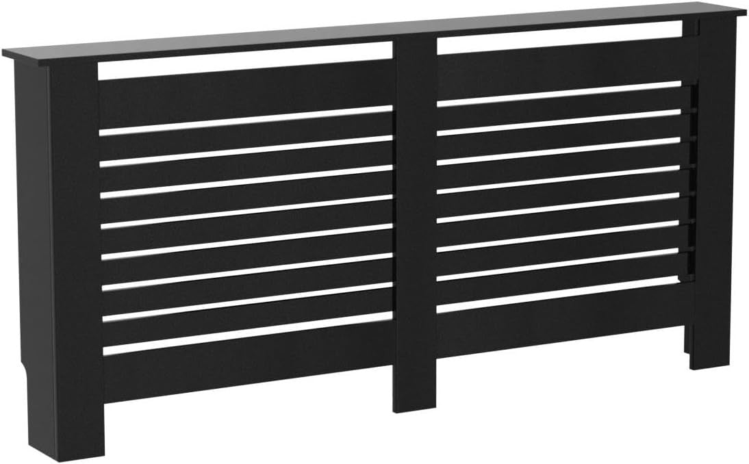 Black High Gloss Radiator Cover MDF Cabinet | XL Modern Decorative Heater Guard