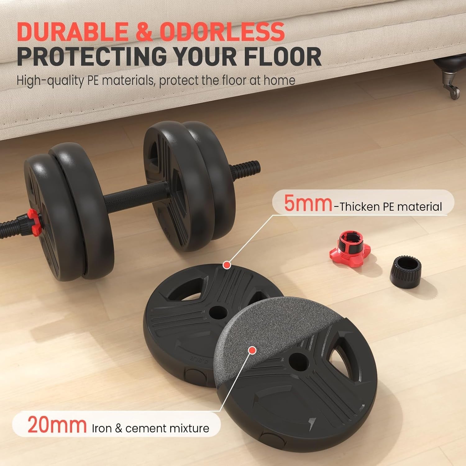 30LB Adjustable Dumbbells Set 2 in 1 Barbell Connector Home Gym