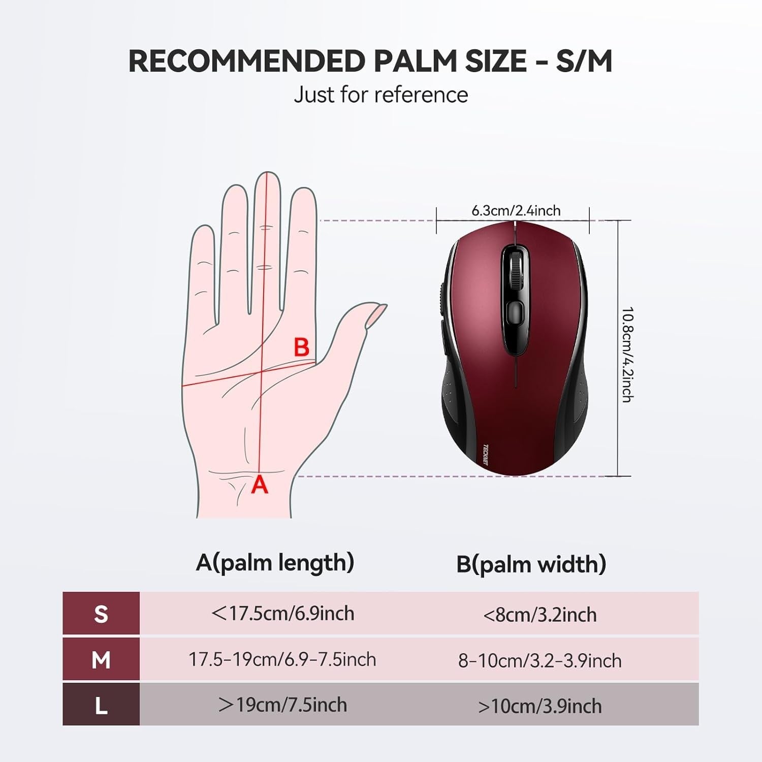 Silent Click Bluetooth Mouse 4000DPI Ergonomic Multi Device Wireless Red