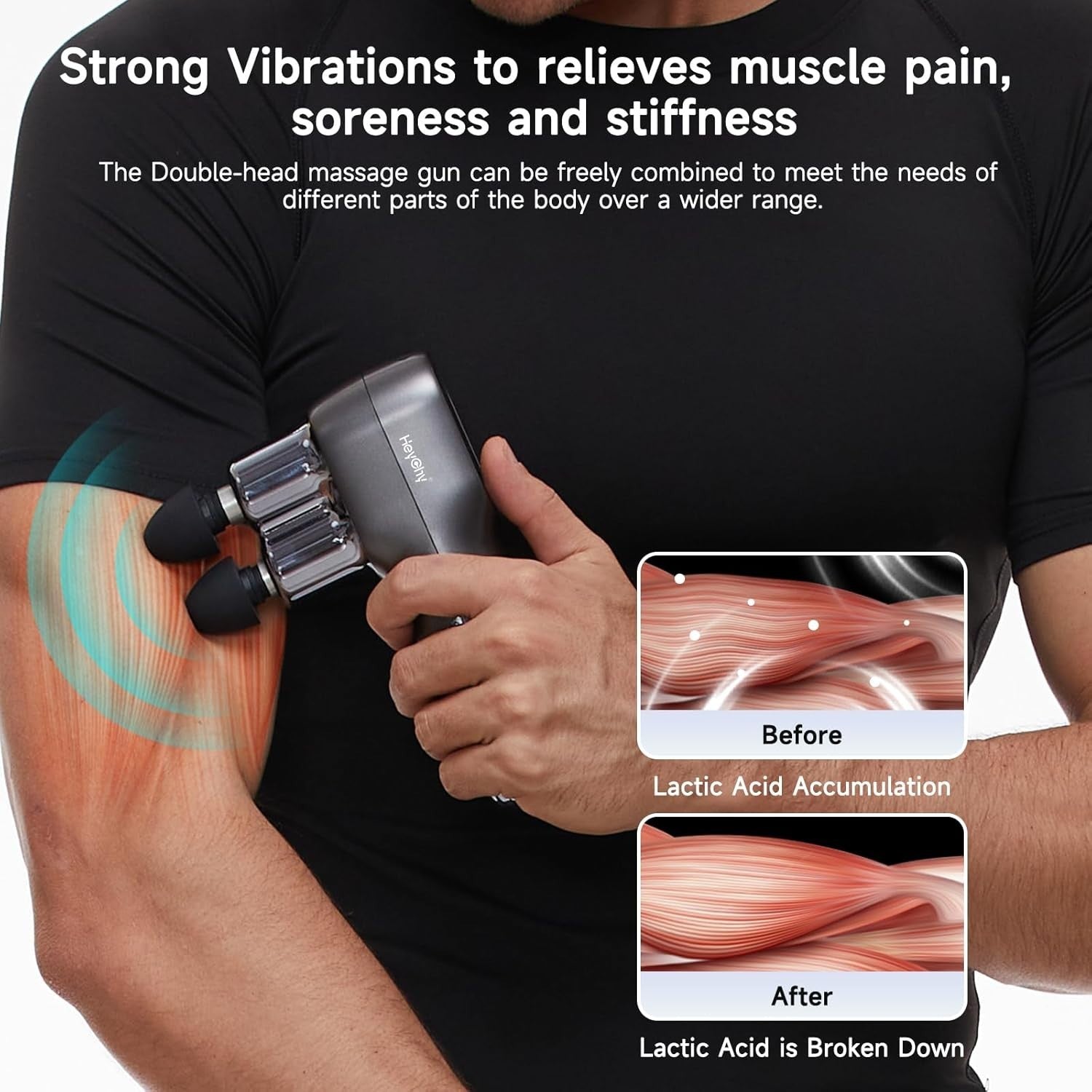 Mini Dual Head Massage Gun Deep Tissue Muscle Relief Portable Therapy Tool