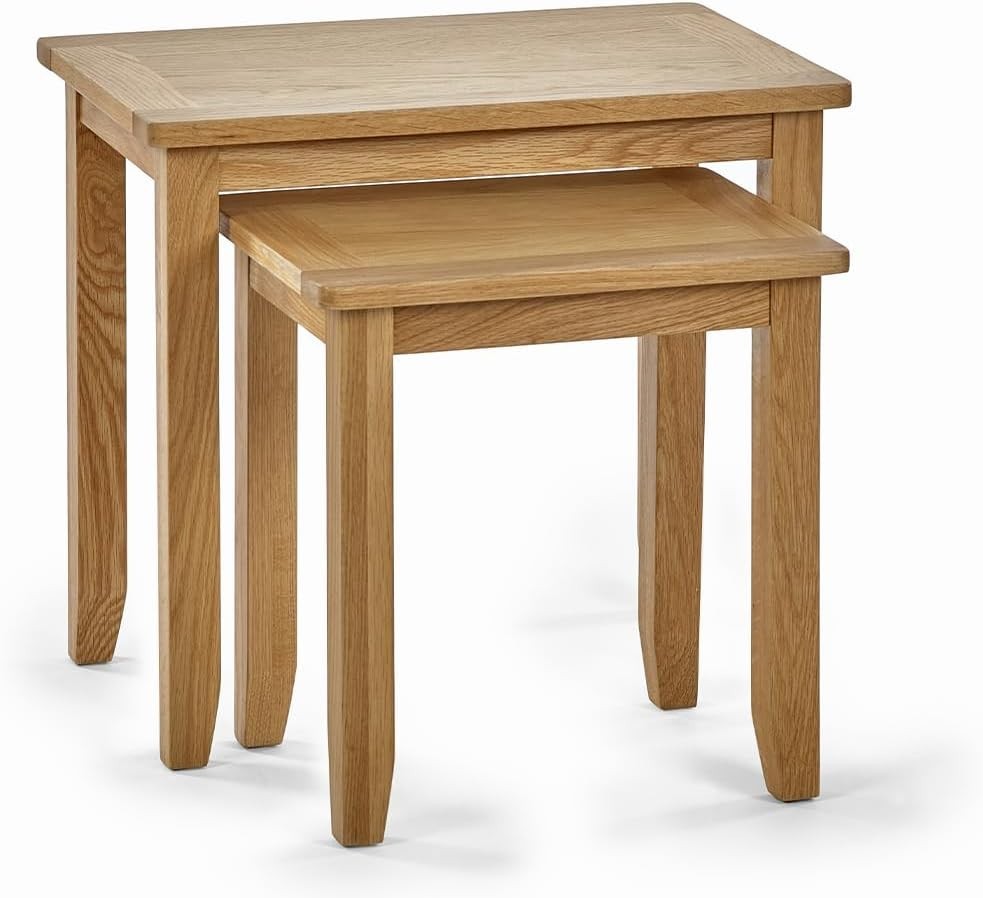 Oak Wood Nesting End Tables Set of 2 Rectangular Space Saving Side Table