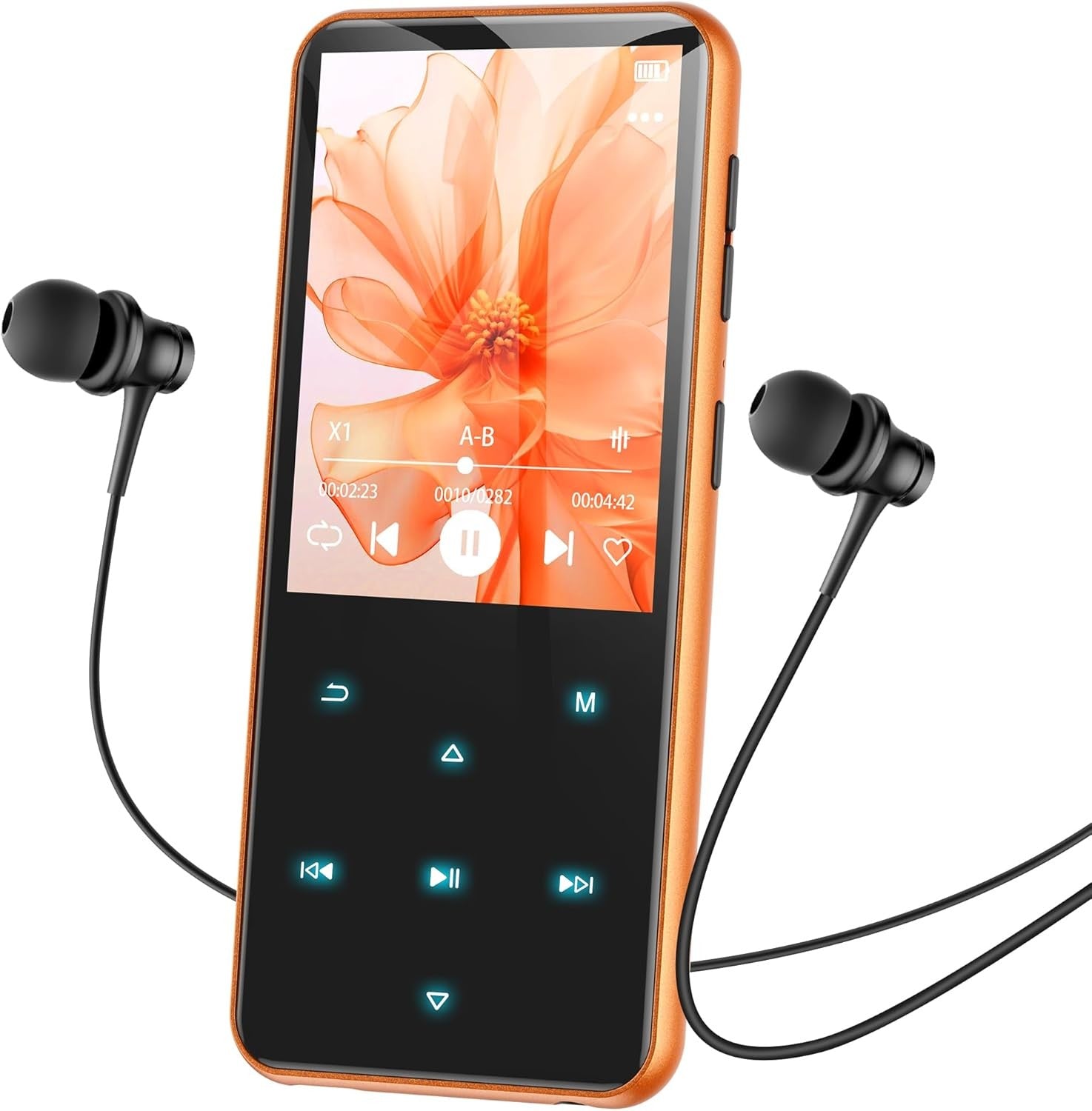 64GB Bluetooth 5.3 MP3 Player 2.4" Screen FM Radio Speaker Orange