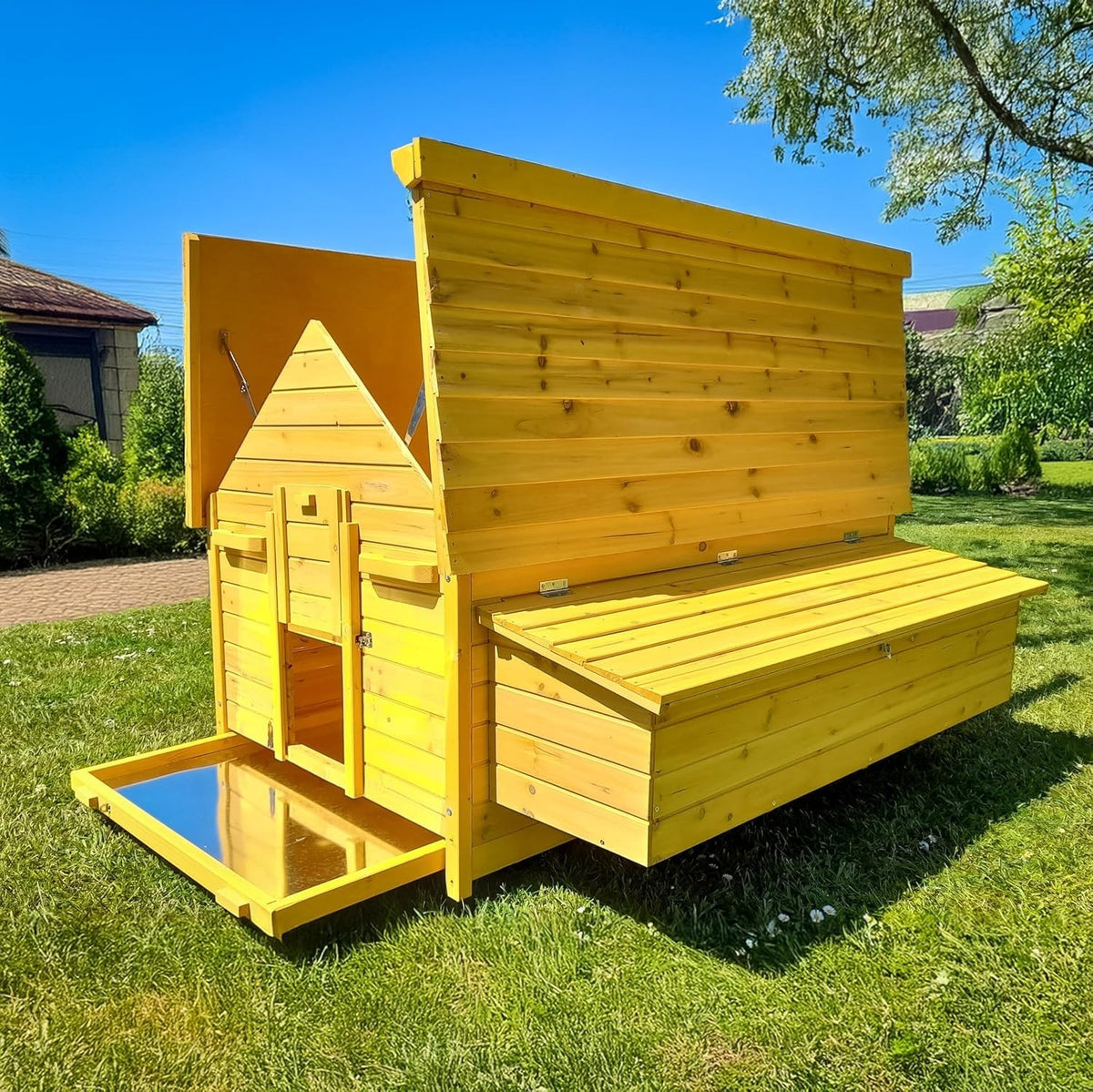 XXL Wooden Chicken Coop 150x126x100cm Hen House 12-15 Birds Run Ready