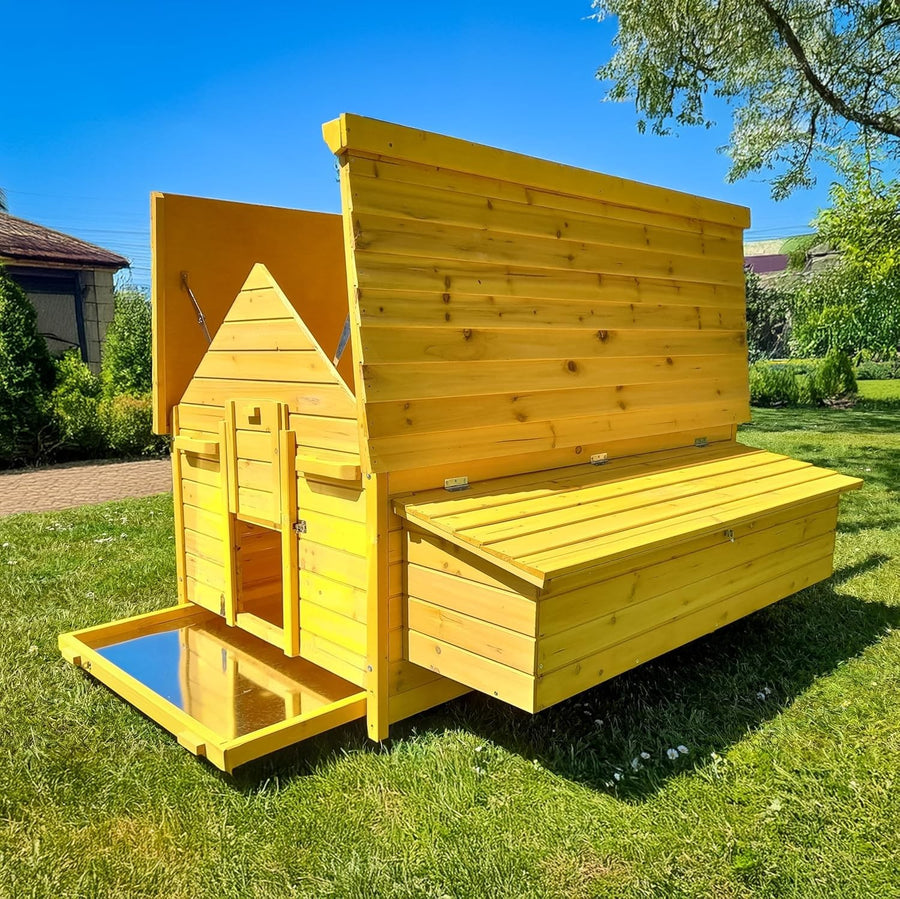 XXL Wooden Chicken Coop 150x126x100cm Hen House 12-15 Birds Run Ready