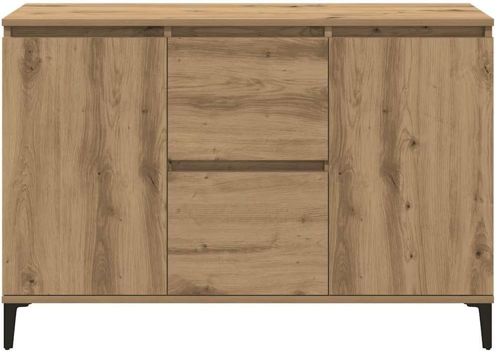 Artisan Oak Industrial Sideboard Cabinet 2 Doors 2 Drawers Spacious Storage Unit