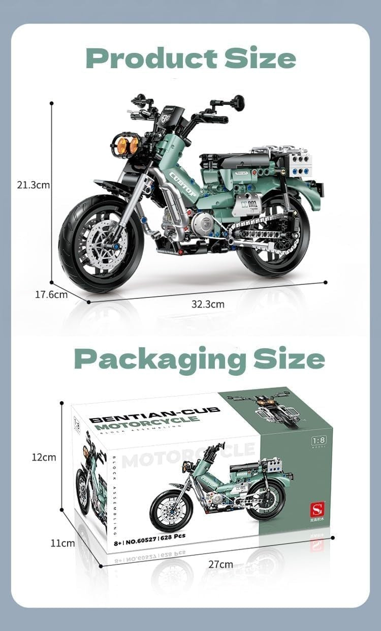 Highly Detailed 628-Piece Motorcycle Building Kit - Realistic Model for Adults &