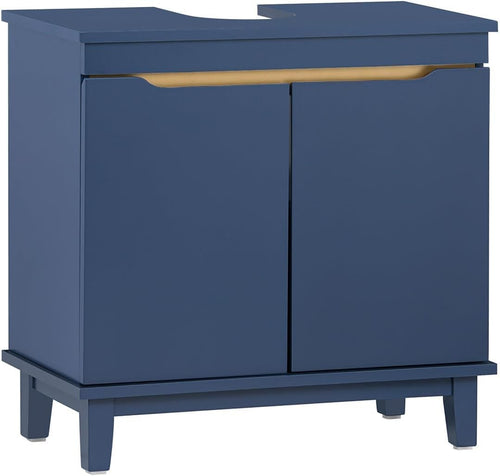 Navy Blue Under Sink Bathroom Cabinet – 2 Door Storage Unit for Small Spaces