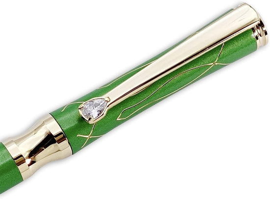 Luxury Crystal Ballpoint Pen Green Metal Executive Gift Box