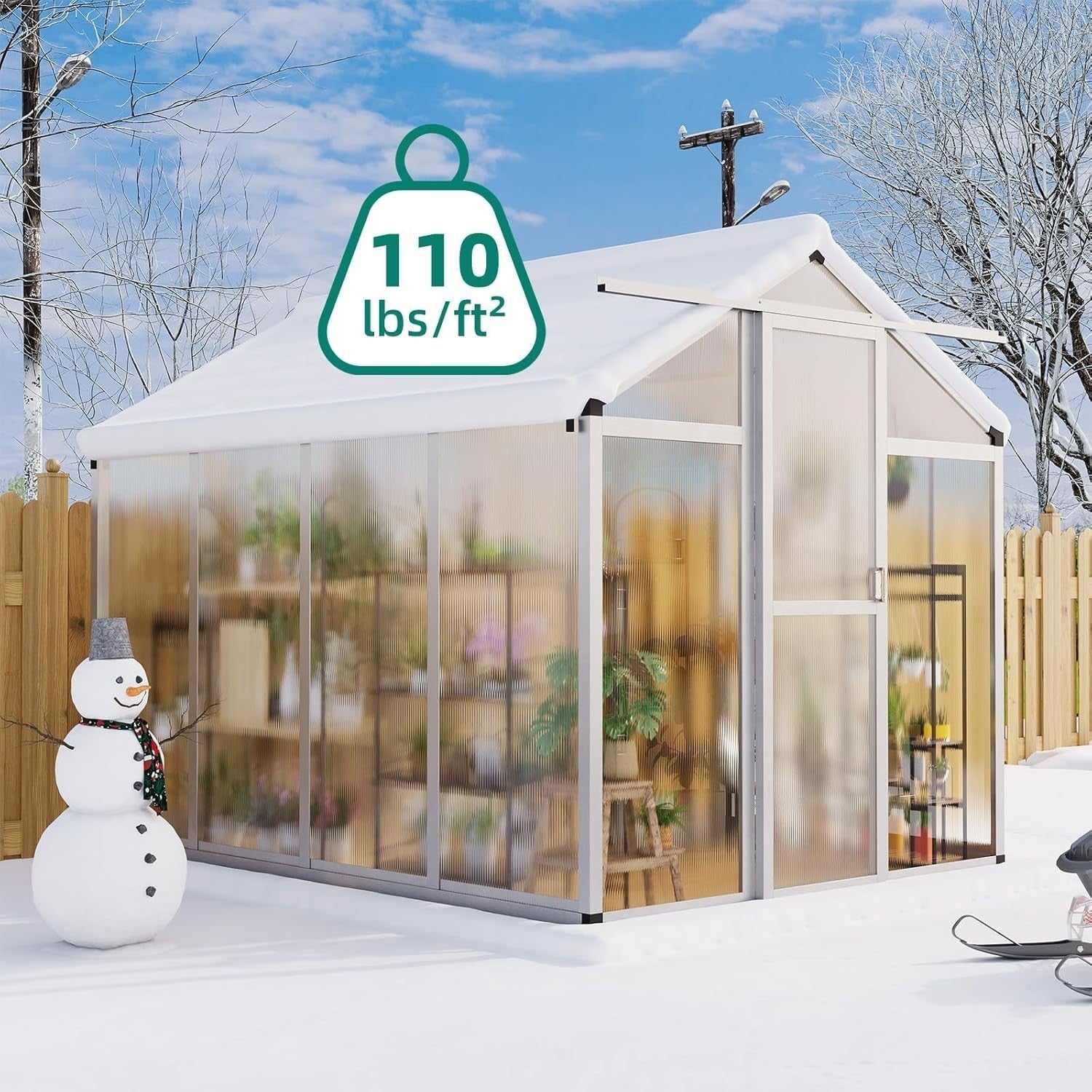 Heavy-Duty Aluminium Walk-In Greenhouse 240x180x200cm UV Panels & Sliding Door