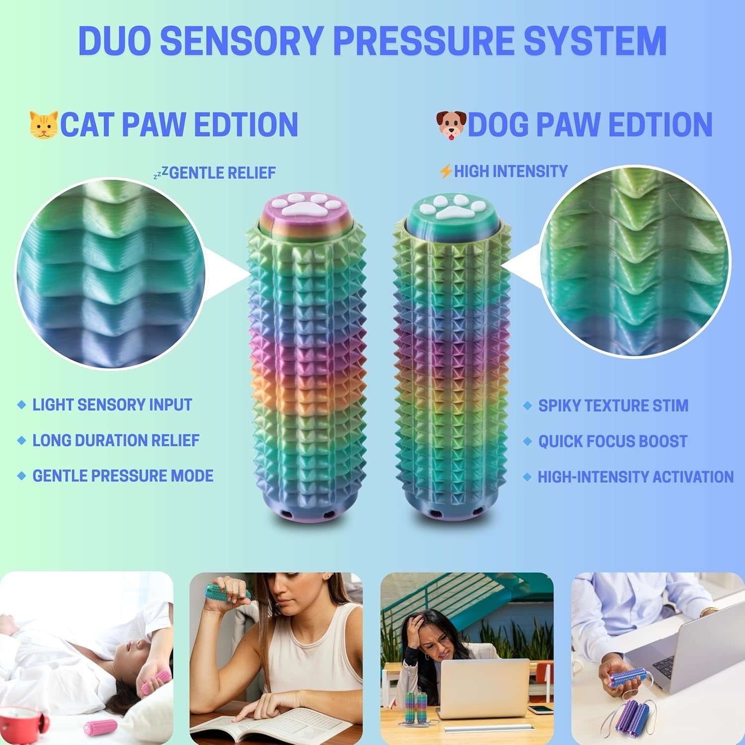 2pcs Paw Clicker Pain Stim Fidget Spiky Stress Relief ADHD Toy