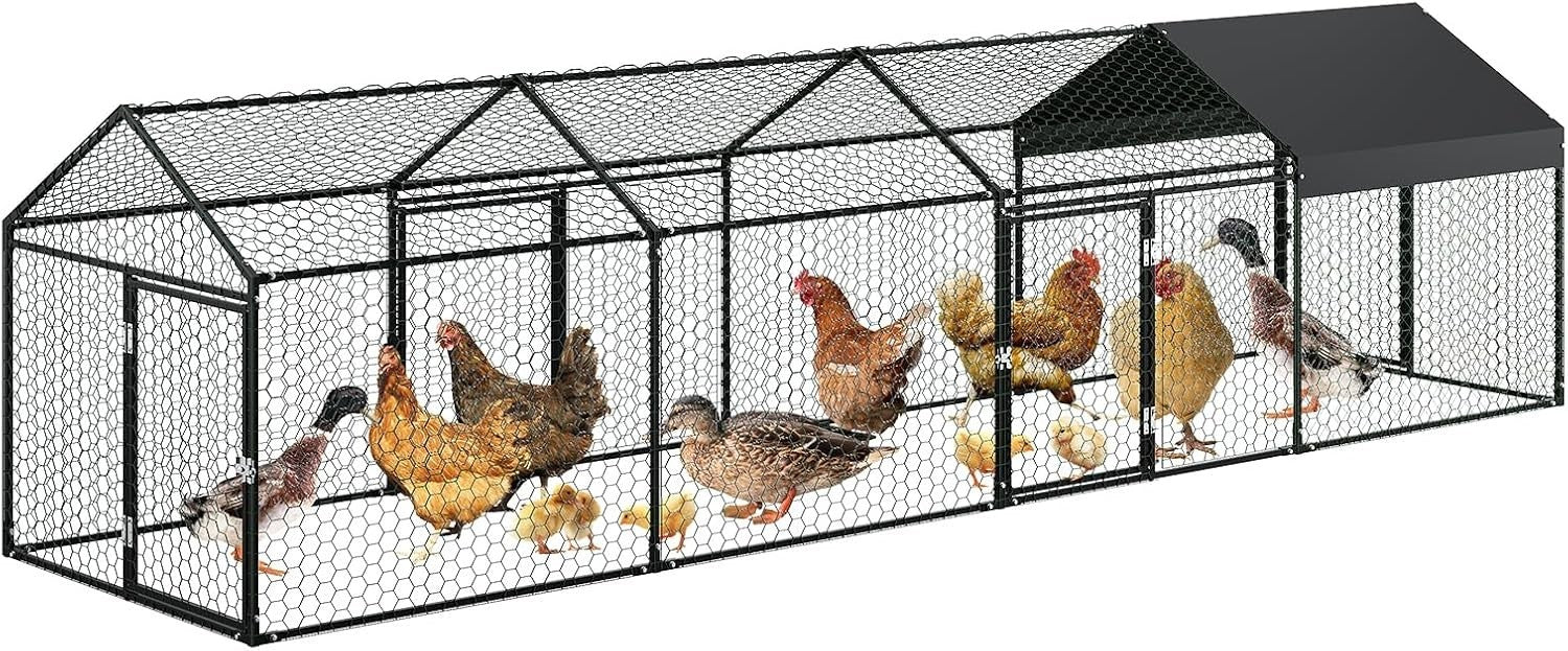 4m Walk In Chicken Run 4 Door Galvanised Coop 404cm