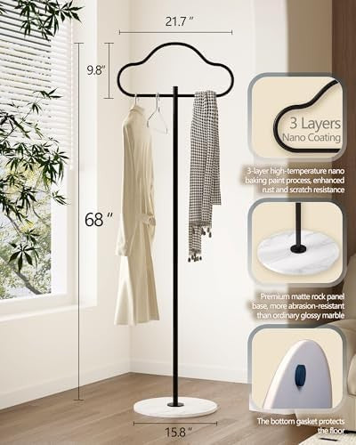 Black Minimalist Coat Stand | Heavy Duty Metal Clothing Rack for Hallway