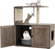 Cat Tree with Hidden Litter Box Cabinet 2 in 1 Scratching Post Condo