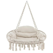 Rope Hanging Chair with Cushion & Folding Frame – 150kg Indoor Outdoor