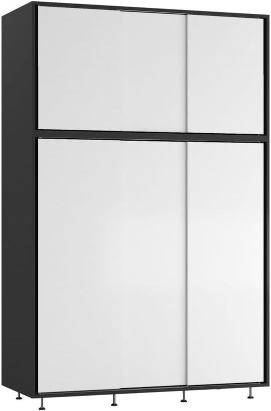 6-Door White Sliding Wardrobe with Adjustable Feet & Spacious Bedroom Storage