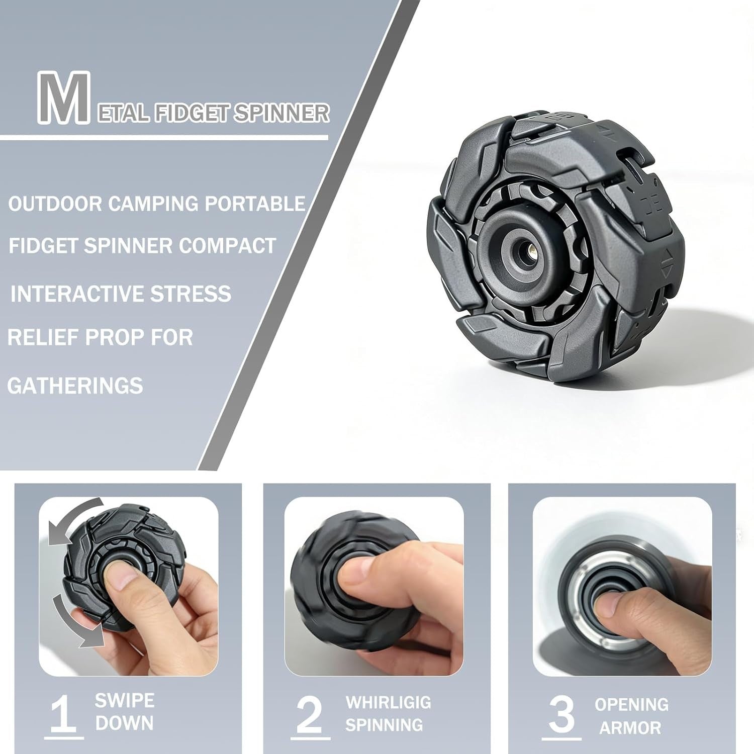 Metal EDC Fidget Slider Spinner Stress Relief ADHD Desk Toy