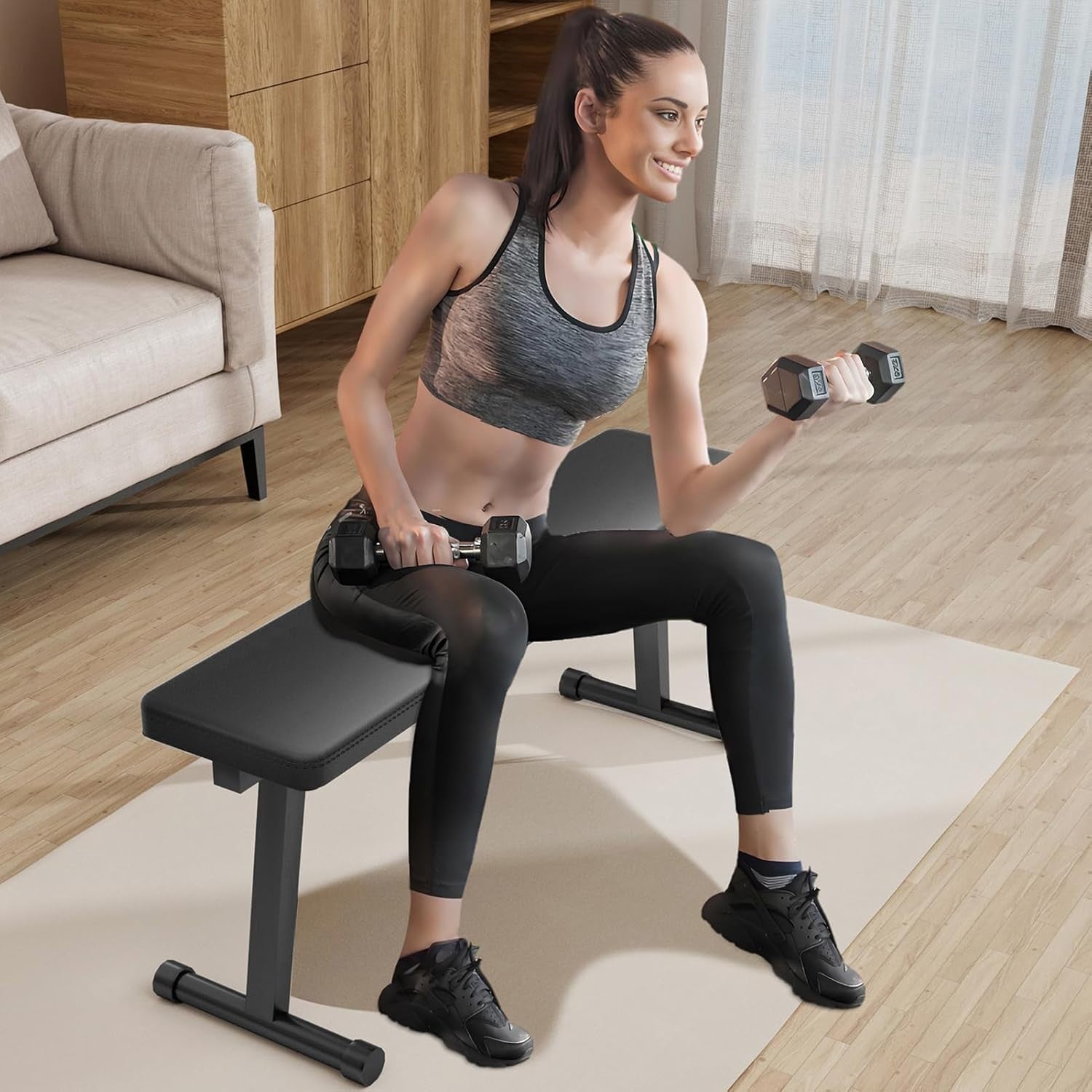 Foldable Flat Weight Bench 600lb Heavy Duty Home Gym Press