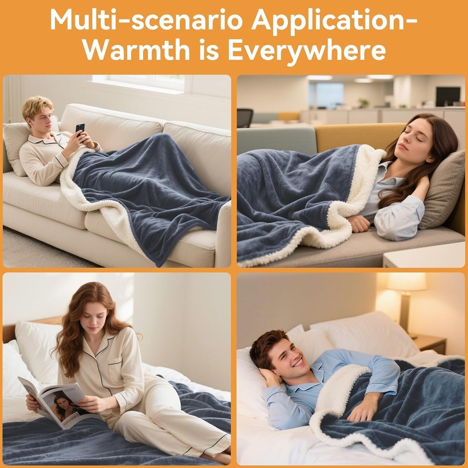 Electric Heated Throw Blanket 160x130cm 9 Heat Levels Auto Off Washable