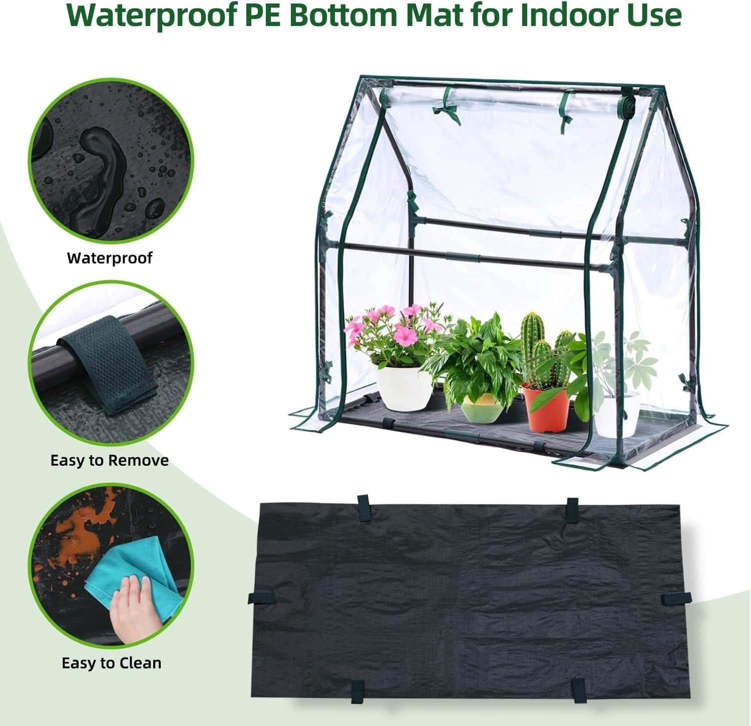 Mini Greenhouse for Indoor Outdoor Plants PVC Waterproof Cover 91x45x84cm