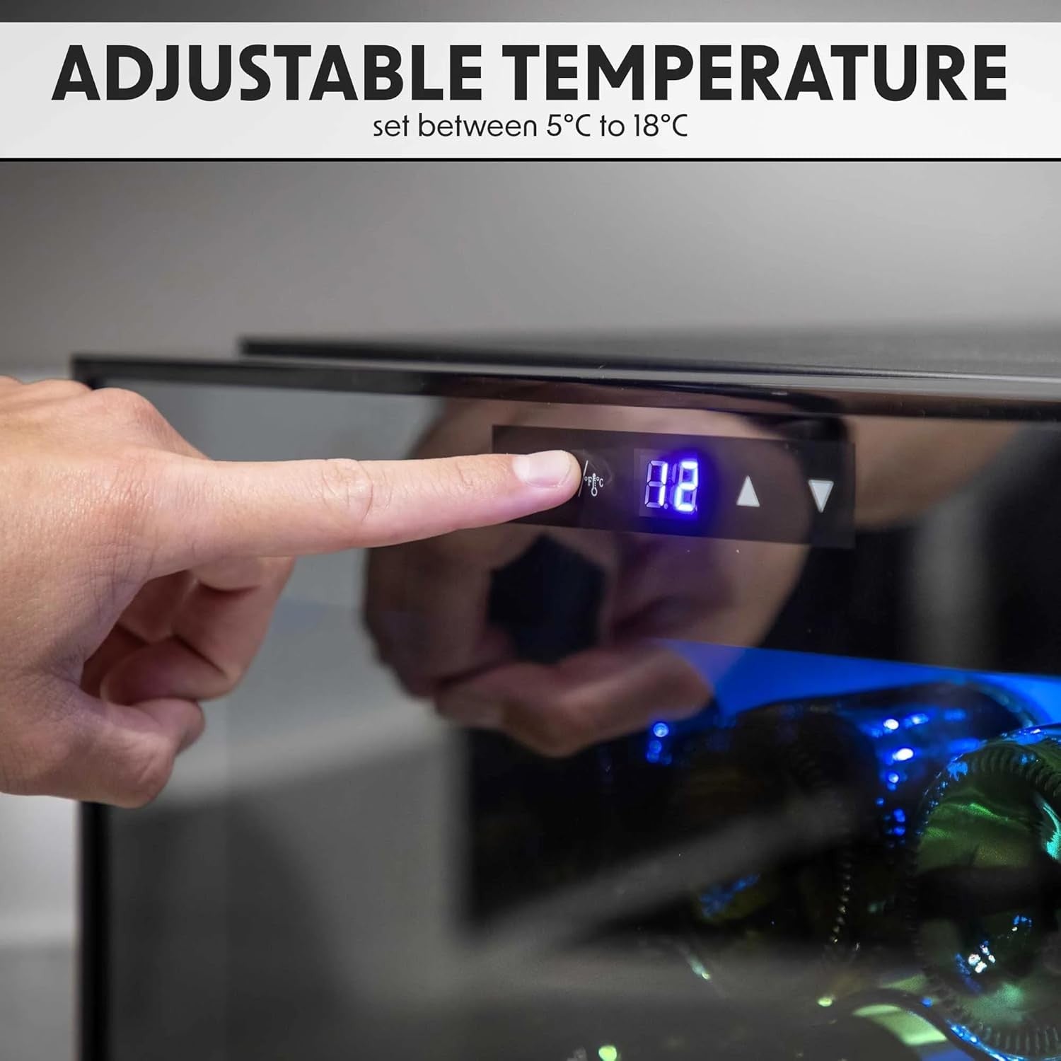 8 Bottle Wine Cooler Tabletop Fridge Touch Control LED Glass Door Quiet