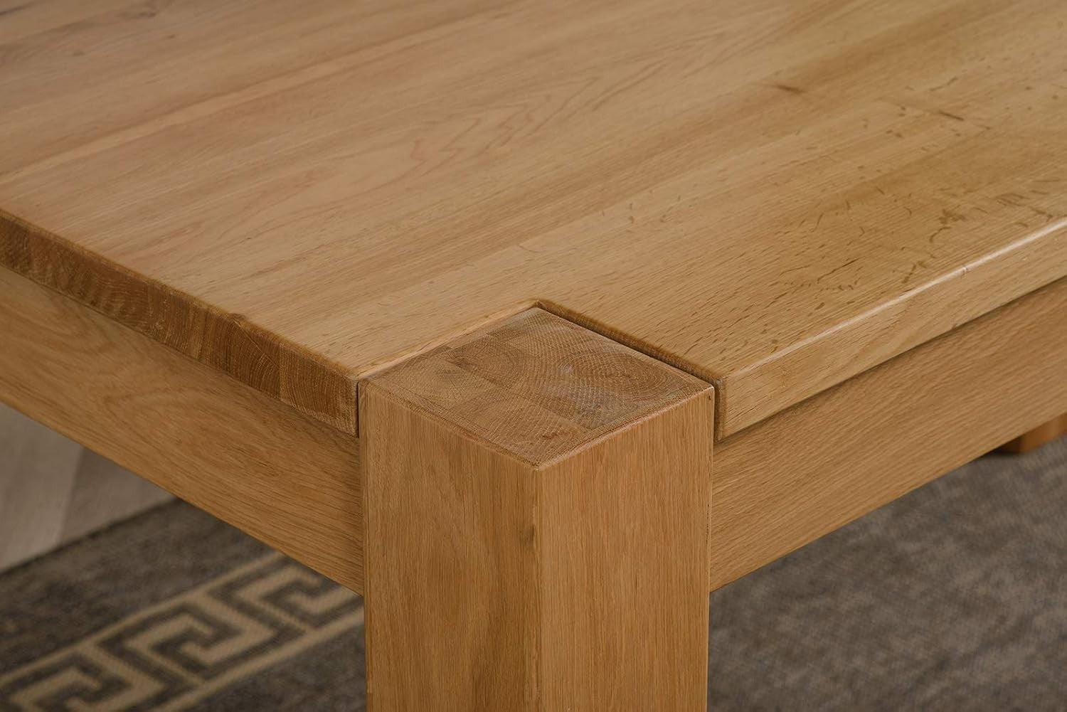 Solid Oak Dining Table Set 4 Dark Grey Chairs 150x85cm Modern Kitchen