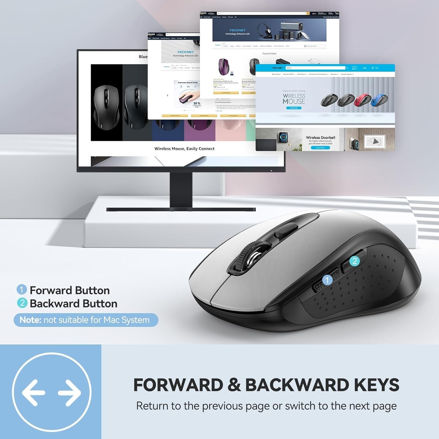 Slim Wireless Bluetooth Mouse 4000 DPI Multi Device Ergonomic Silent Clicks
