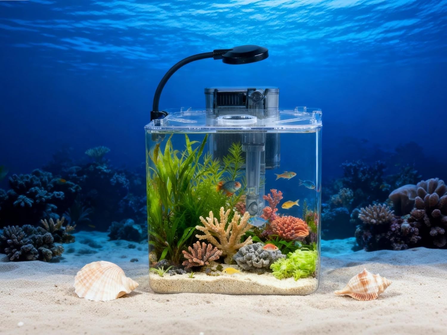 13L Mini Fish Tank Starter Kit with LED Light & USB Filter – Betta Aquarium