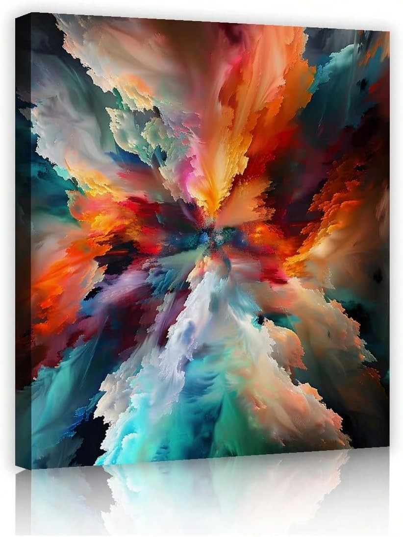 Abstract Rainbow Clouds Canvas Wall Art 50x70cm Modern Living Room Decor