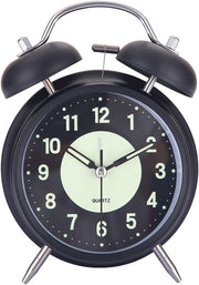 Twin Bell Alarm Clock Loud Silent Non Ticking Retro Metal Bedside
