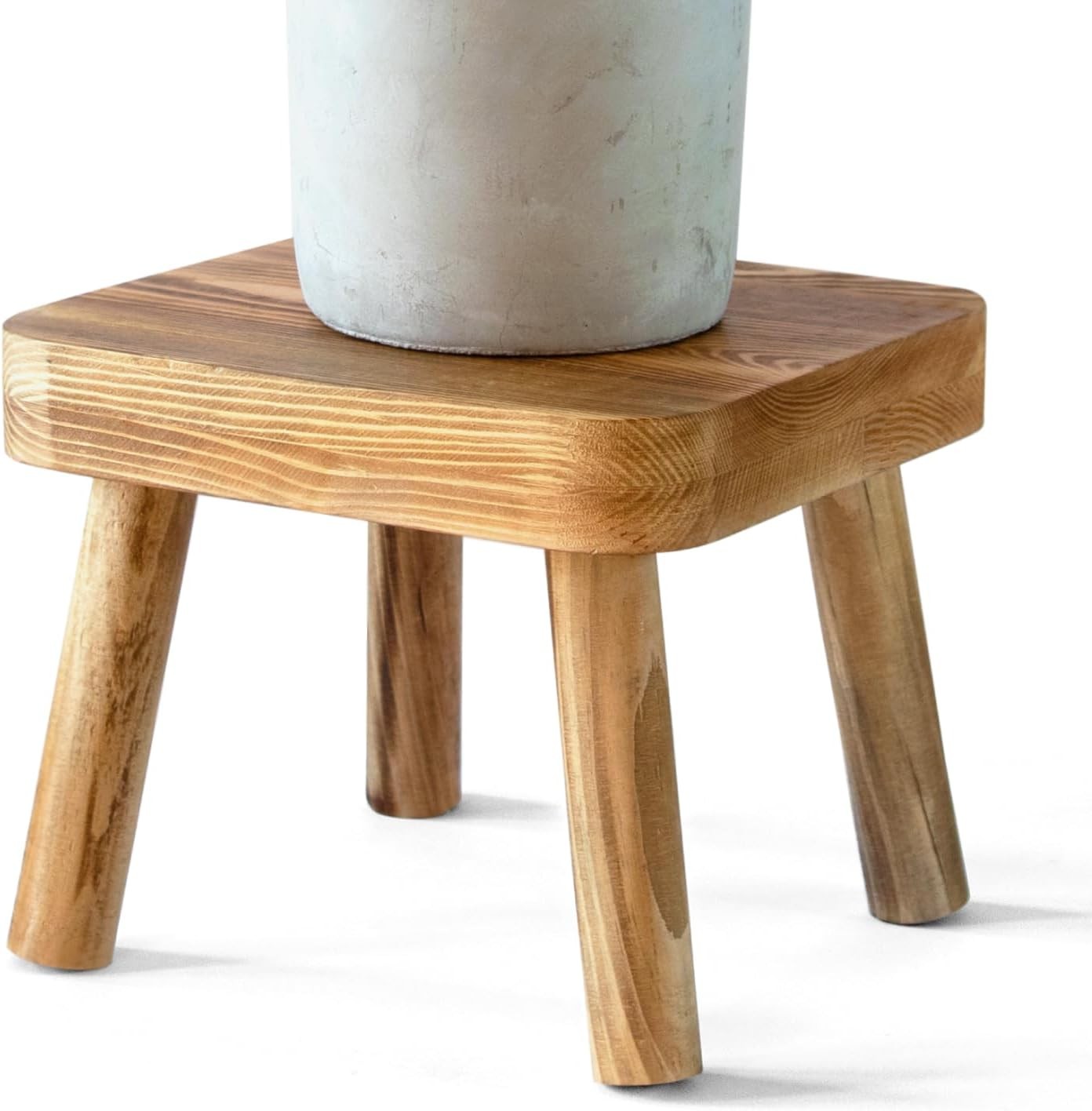Small Wooden Stool | Rustic Plant Stand & Bedside Table for Home Décor