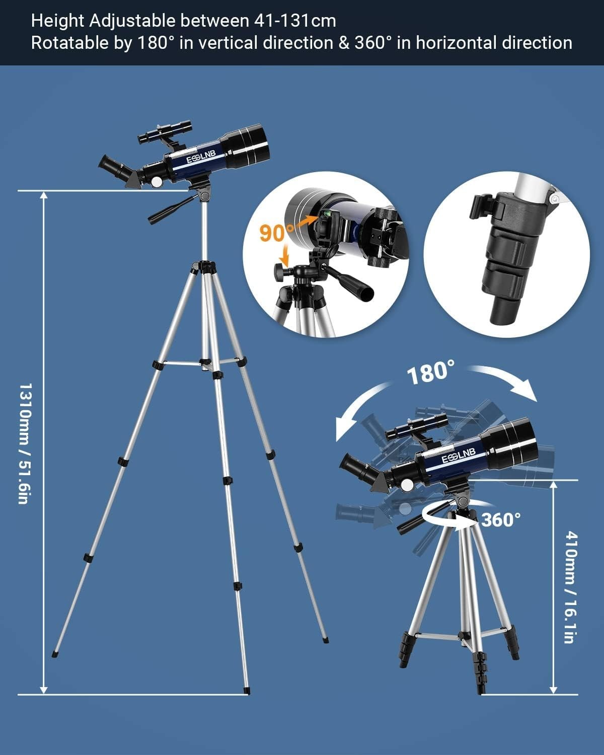 70mm ESSLNB Telescope for Adults, Adjustable Tripod & Phone Adapter