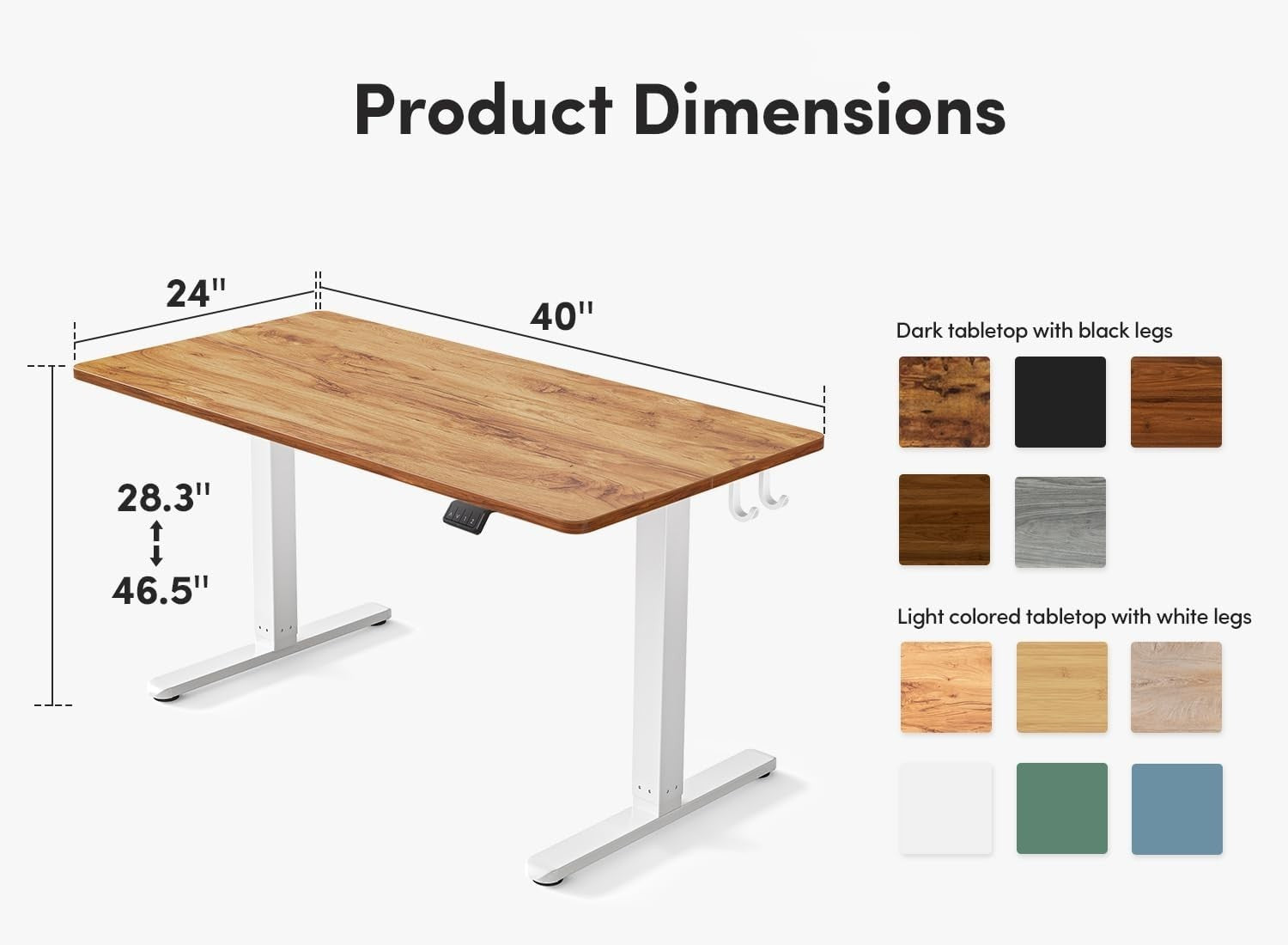 Light Brown Electric Standing Desk 120x60cm with White Frame & Memory